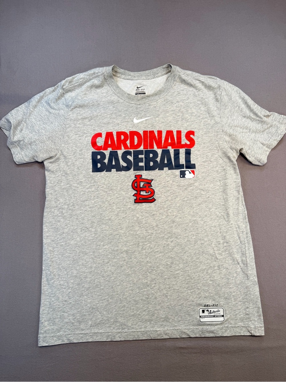 Men’s Nike Grey Cardinals Baseball T‑Shirt Size Medium